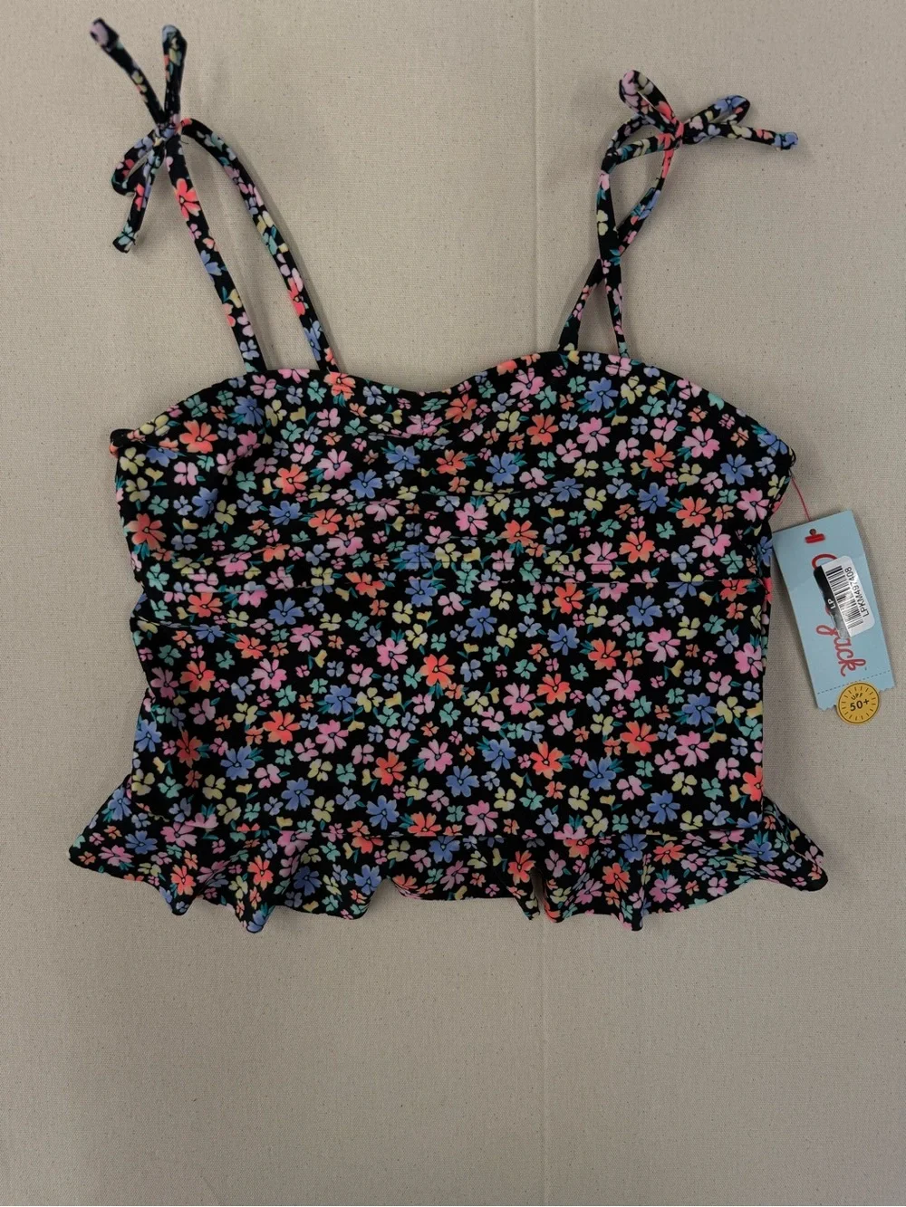 Jack by BB Dakota‎ Black Floral Tie-Shoulder Crop Top